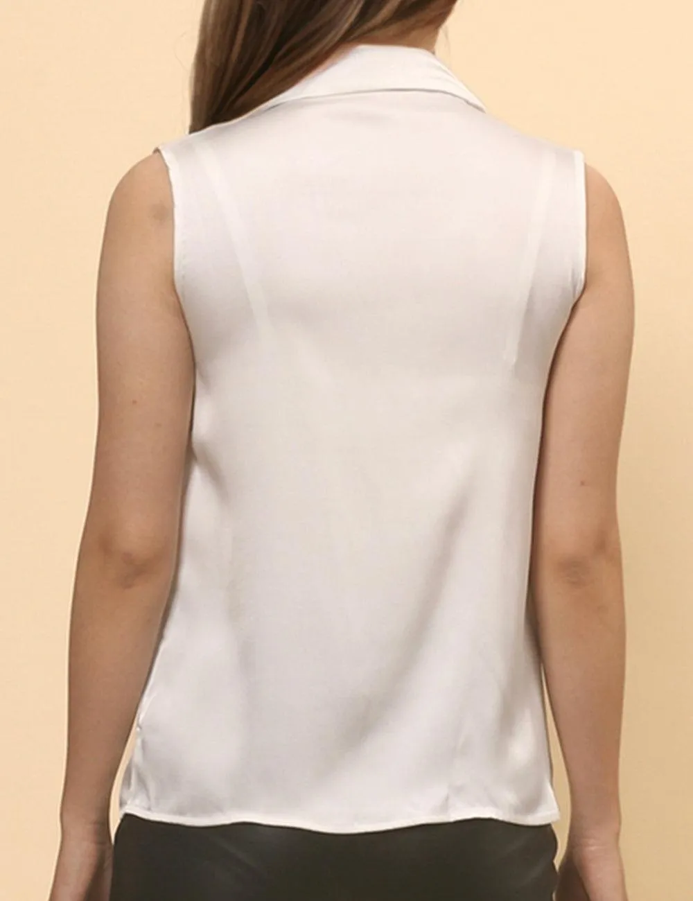 Ladies Color Block Sleeveless Lapel Shirt SKT4910