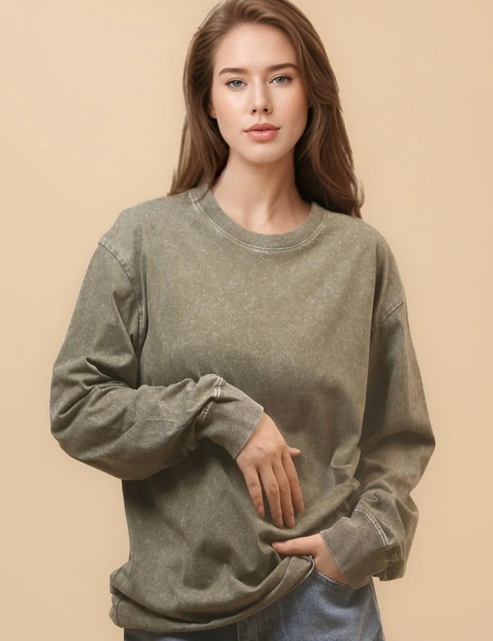 Ladies Cozy Crew Neck Sweatshirt SKT4652