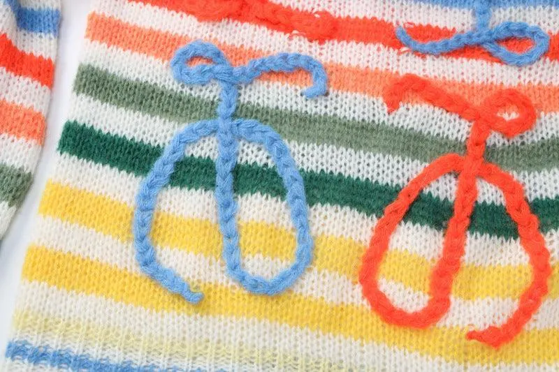 Ladies Crochet Knitted Rainbow Sweater T2A1