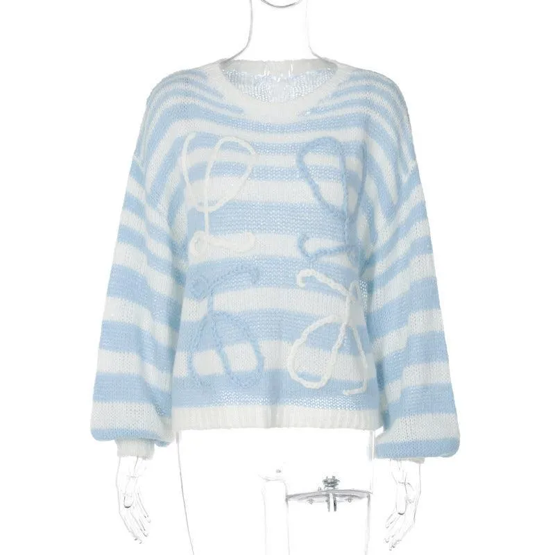 Ladies Crochet Knitted Rainbow Sweater T2A1