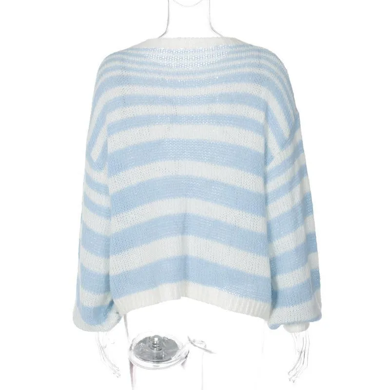 Ladies Crochet Knitted Rainbow Sweater T2A1