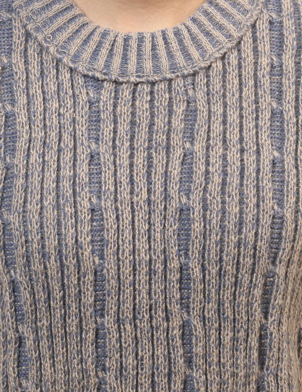 Ladies Distressed Striped Color Block Sweater SKT4661