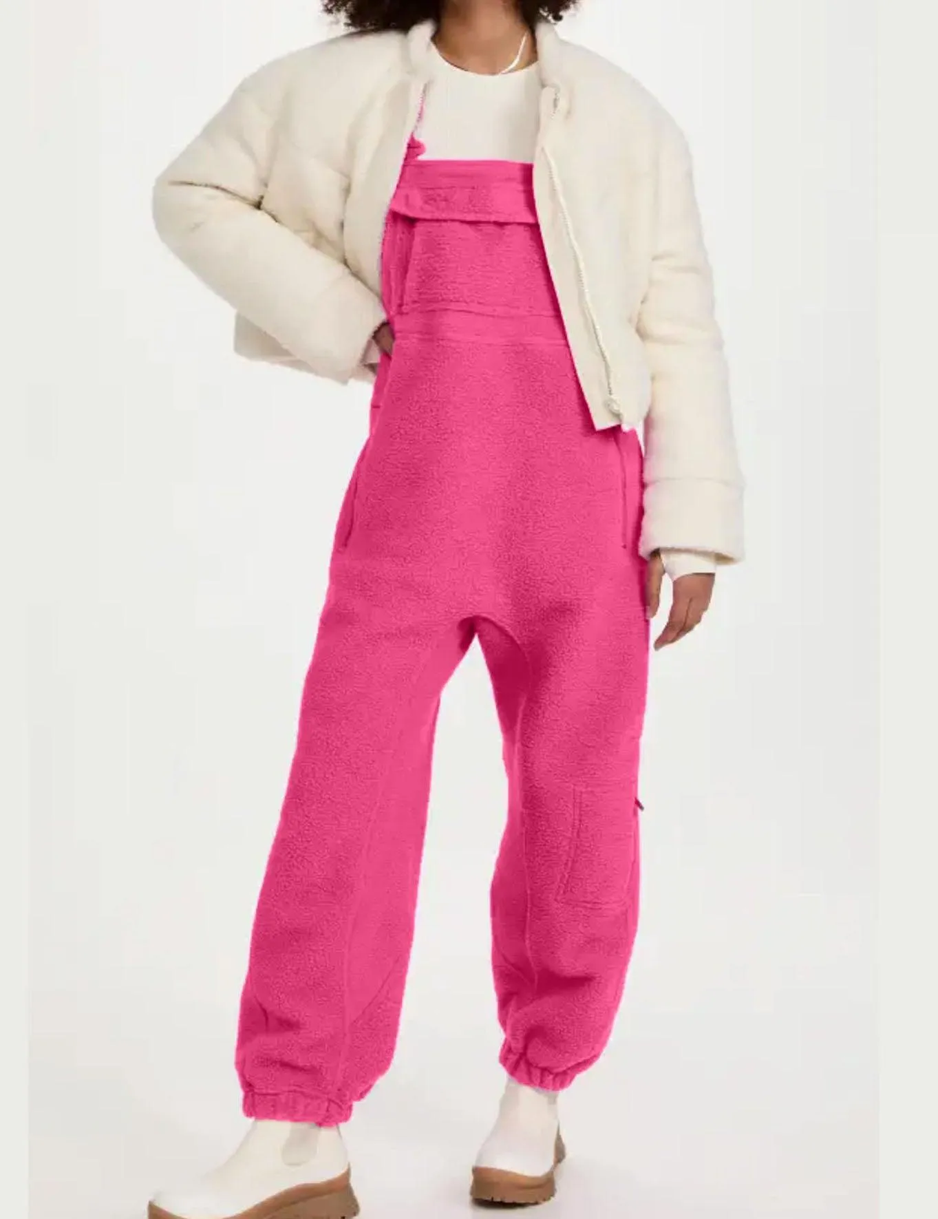 Ladies Fleece Sleeveless Jumpsuit Strape Shoulder Overall SKJ4898