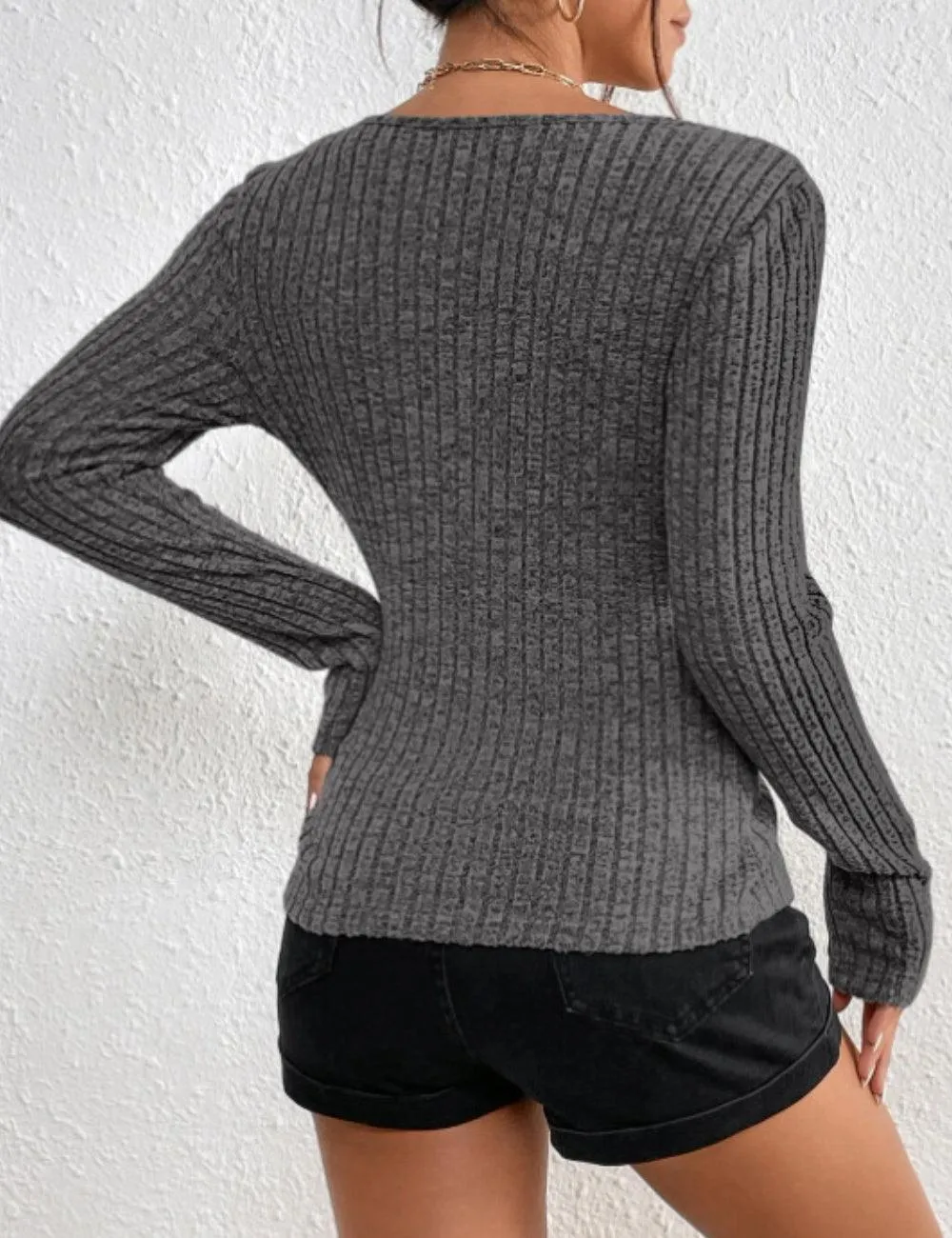 Ladies Half Button Scoop Neck Knit Tee G1020