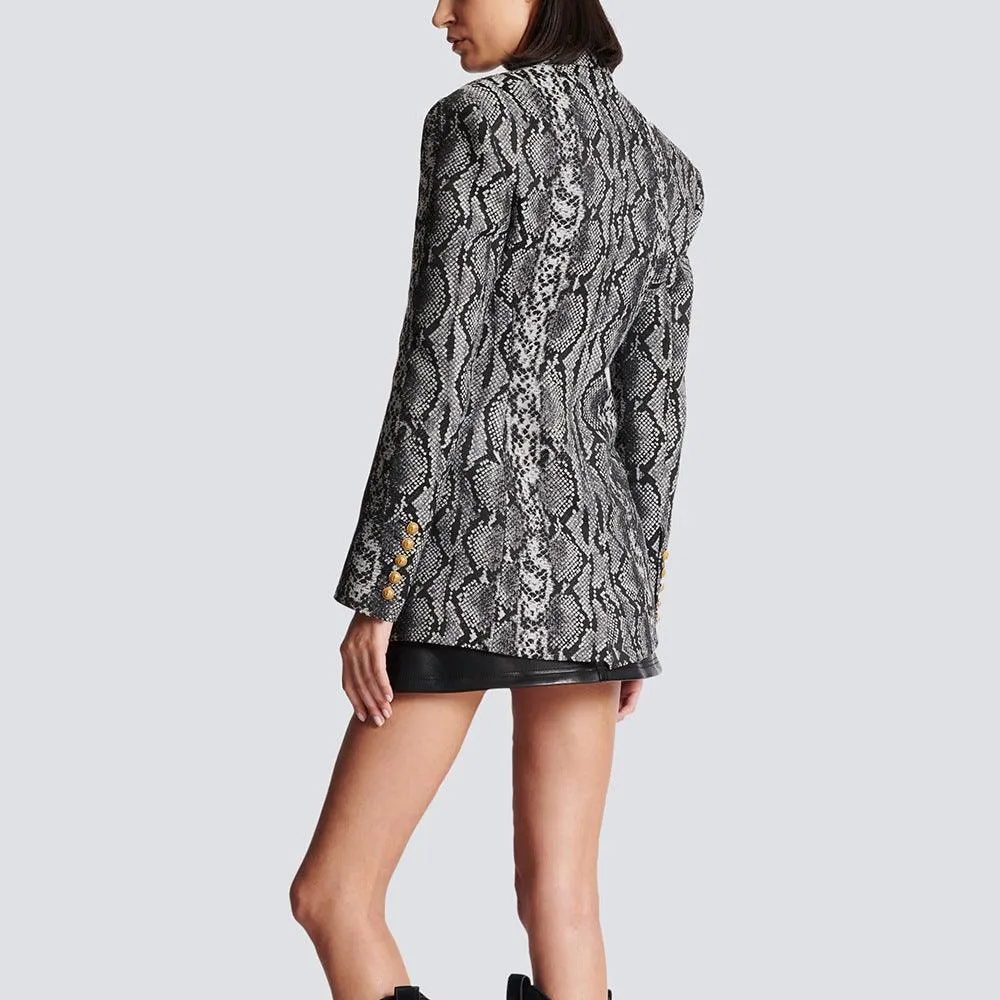 Ladies Jacquard Snakeskin Button Blazer Jacket 41907