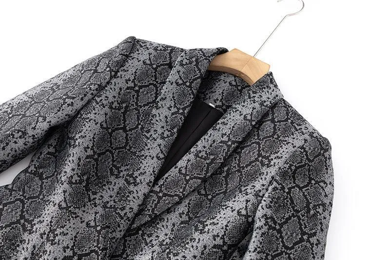 Ladies Jacquard Snakeskin Button Blazer Jacket 41907