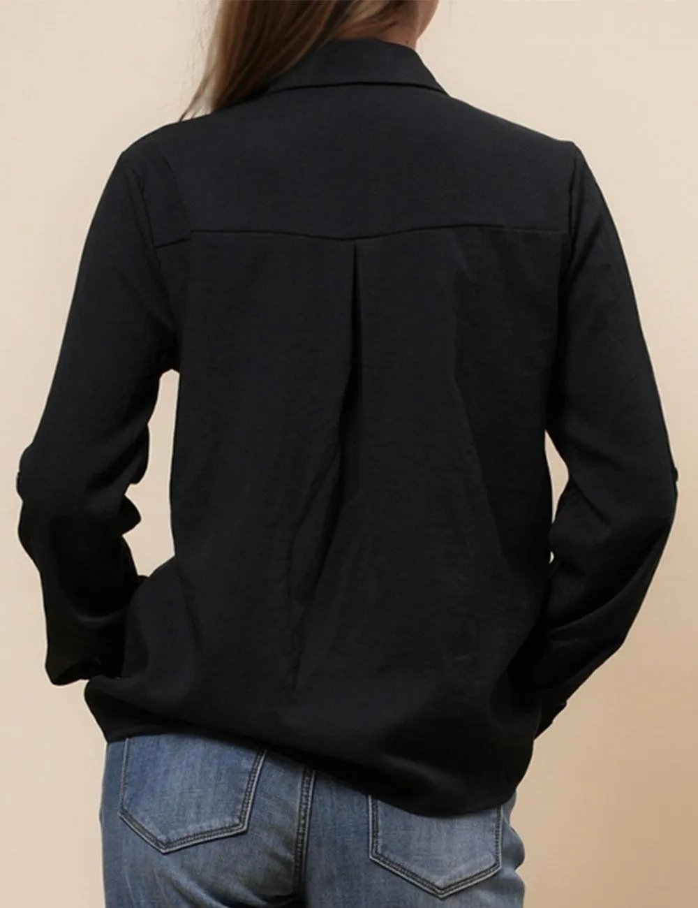 Ladies Lapel Botton Down Rhinstone Tassels Shirt SKT4873
