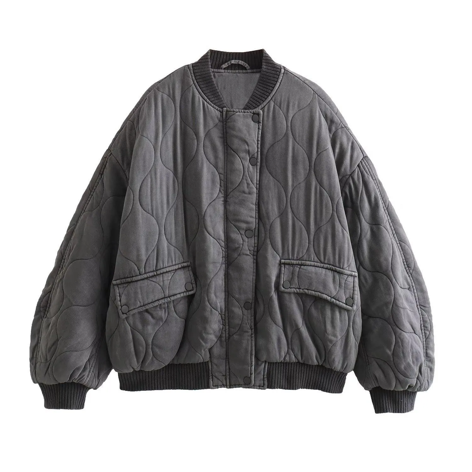 Ladies Pilot Shoulder Wide Washed Cotton Jacket SKT4670