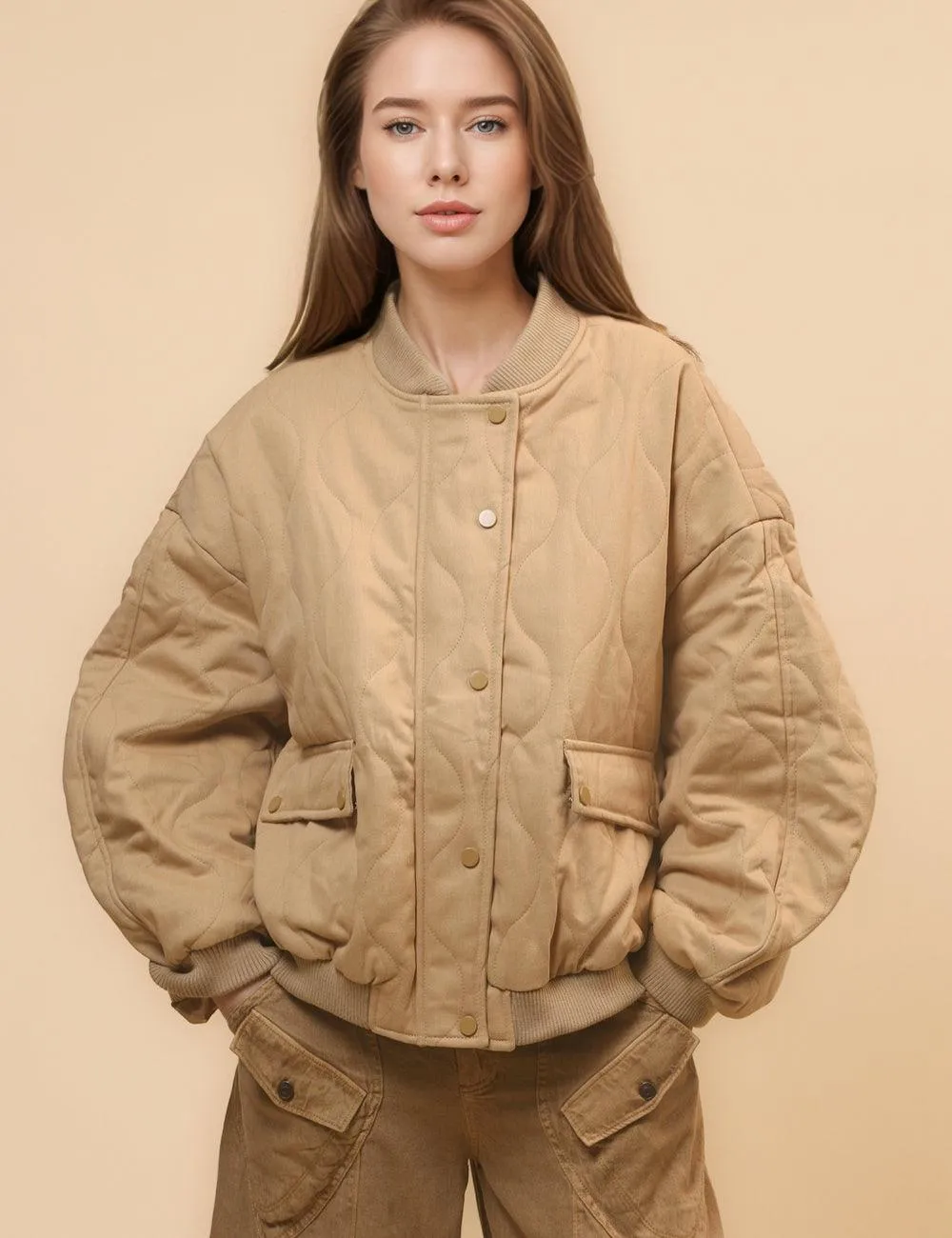 Ladies Pilot Shoulder Wide Washed Cotton Jacket SKT4670