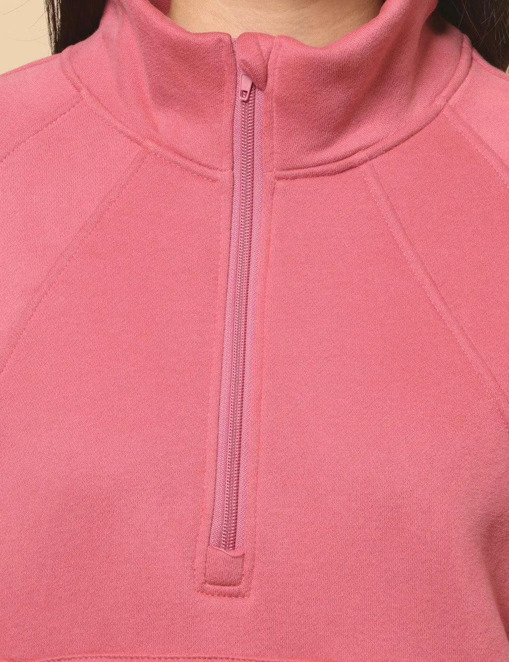 Ladies Solid Color Casual Zip Pullover Sweatshirt SKT4724