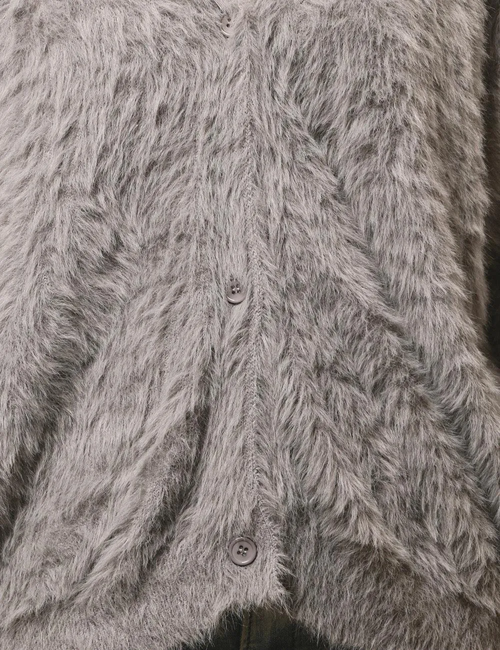 Ladies Solid Color Faux Mink V-Neck Cardigan SKT4730