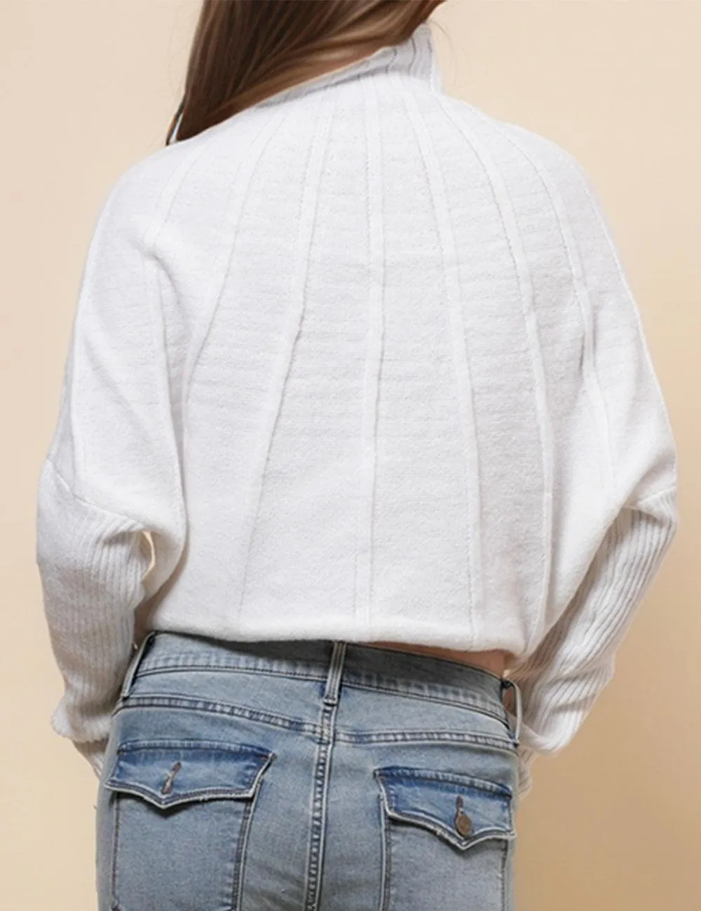 Ladies Solid Color Turtle Neck Pullover Sweater SKT4866