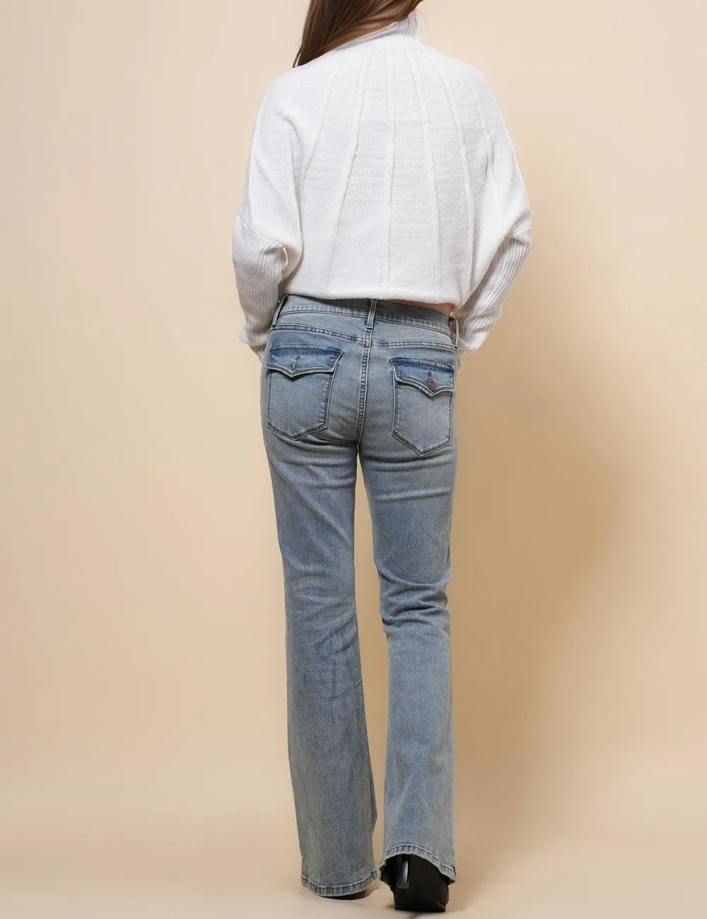 Ladies Solid Color Turtle Neck Pullover Sweater SKT4866