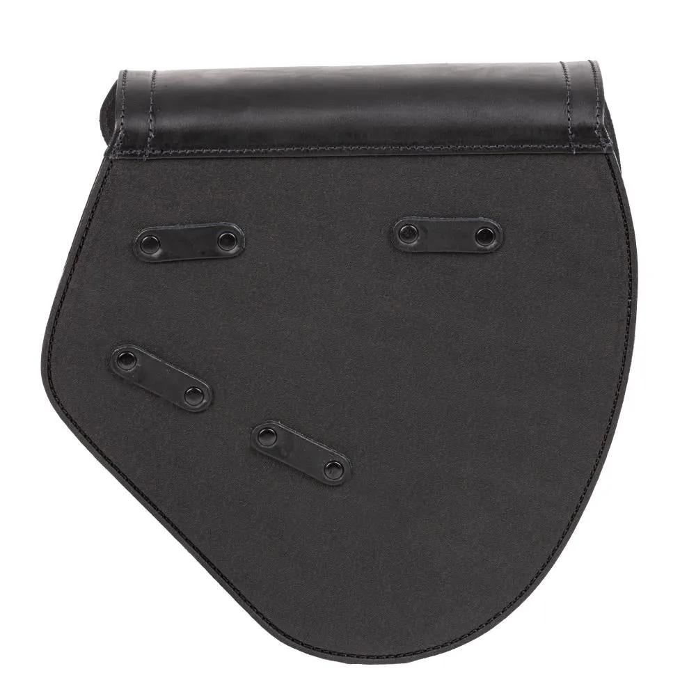Ledrie HLZAD2-2031-2 Swingarm Bag Left Black "Round" fits Harley Softail & Touring 2018 up made from Genuine Real Leather