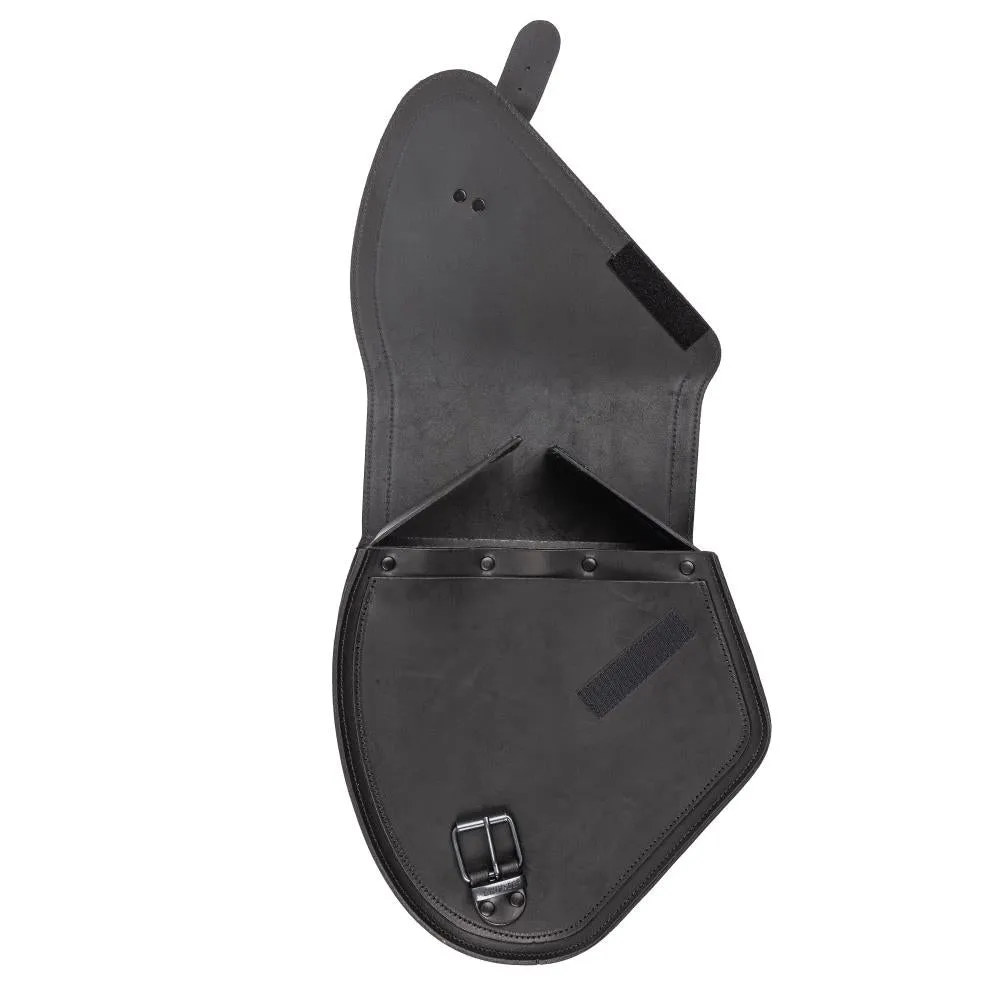 Ledrie HLZAD2-2031-2 Swingarm Bag Left Black "Round" fits Harley Softail & Touring 2018 up made from Genuine Real Leather