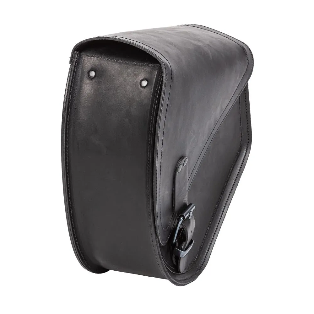 Ledrie HLZAD2-2031-2 Swingarm Bag Left Black "Round" fits Harley Softail & Touring 2018 up made from Genuine Real Leather