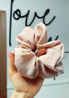 Light Pink Linen Jumbo Scrunchie