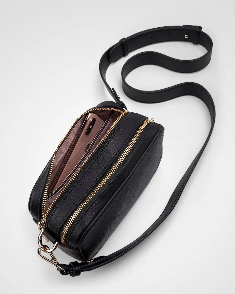 Maddie Double Zip Camera Crossbody Bag   Resin Chain with Wide Strap