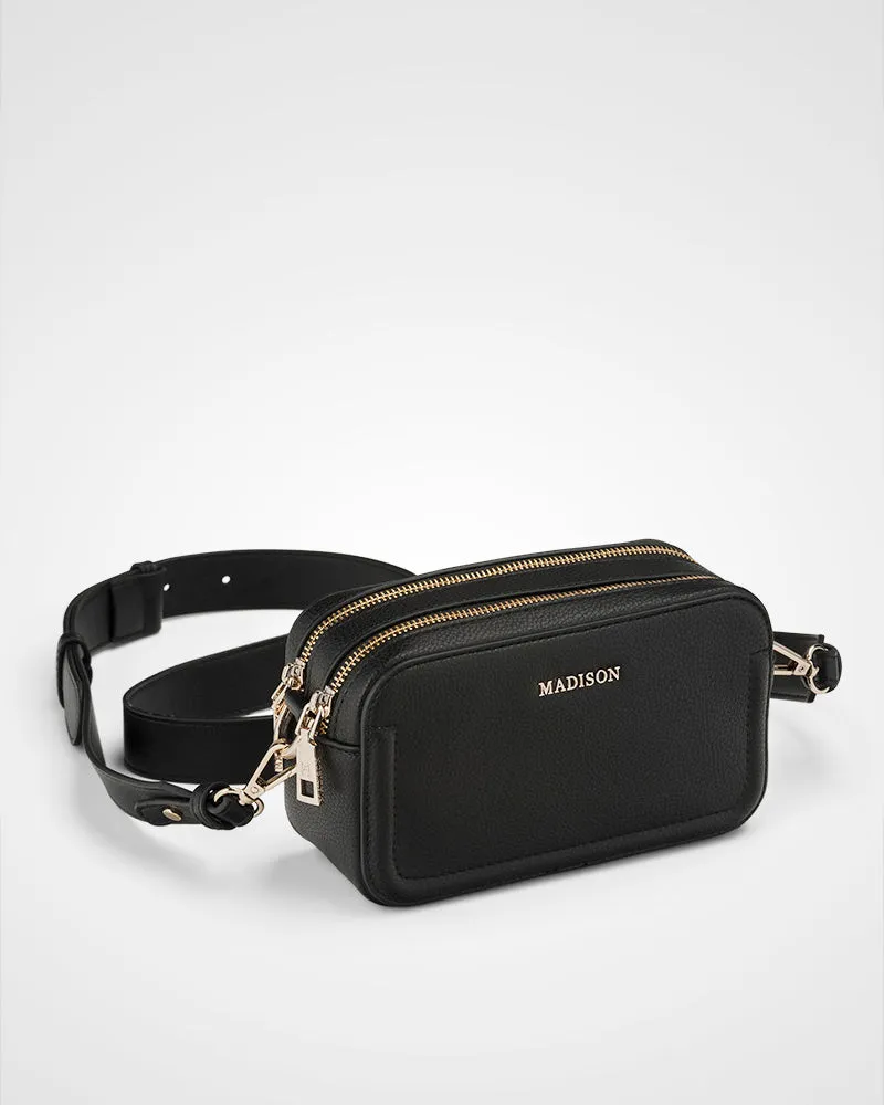 Maddie Double Zip Camera Crossbody Bag   Resin Chain with Wide Strap