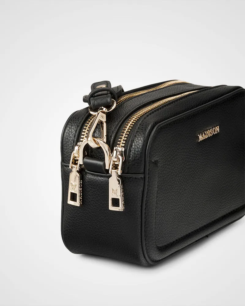 Maddie Double Zip Camera Crossbody Bag   Resin Chain with Wide Strap