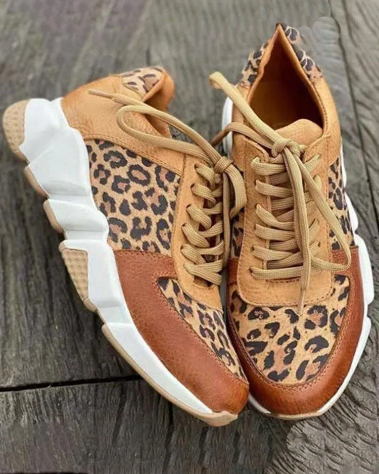 Melarey Leopard Lace Up Sneaker