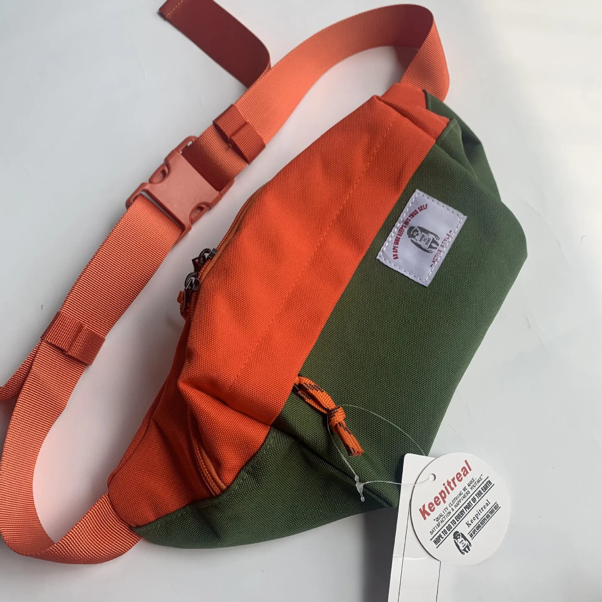 Mens Casual Bags Color Matching Waist Pack Breast Pack