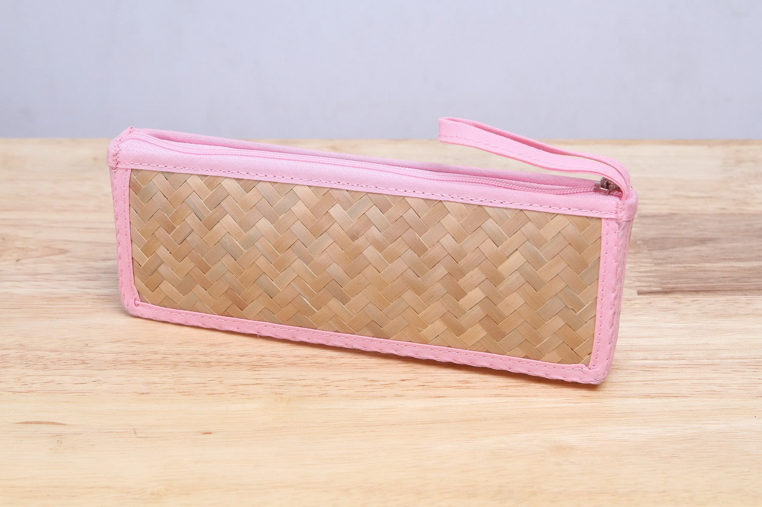 Nattira - Reed Woven Pencil Bag (Pink)