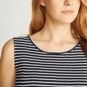 Navy and White Striped Pleat Dress