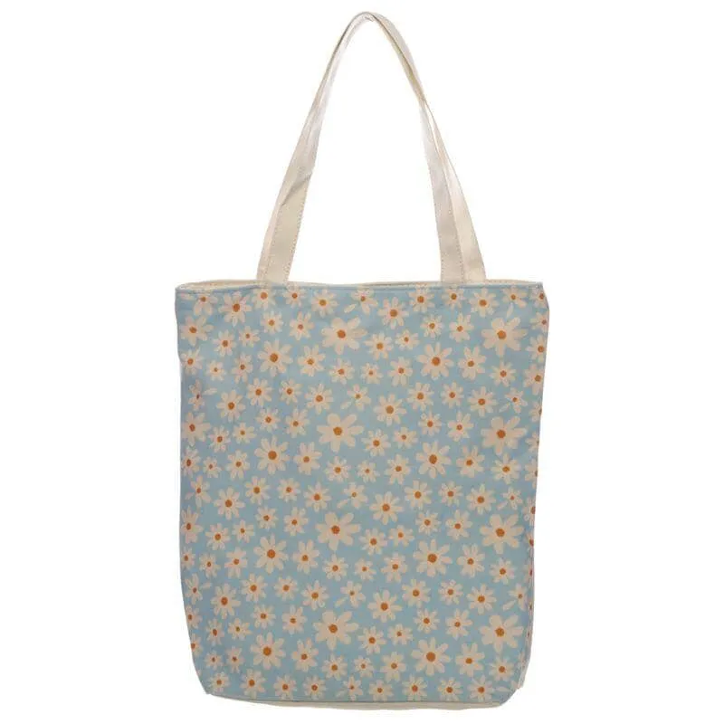 Oopsie Daisy Design Cotton Bag with Zip & Lining