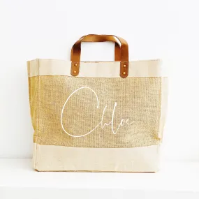 Personalised Jute Tote Bag - Custom Name