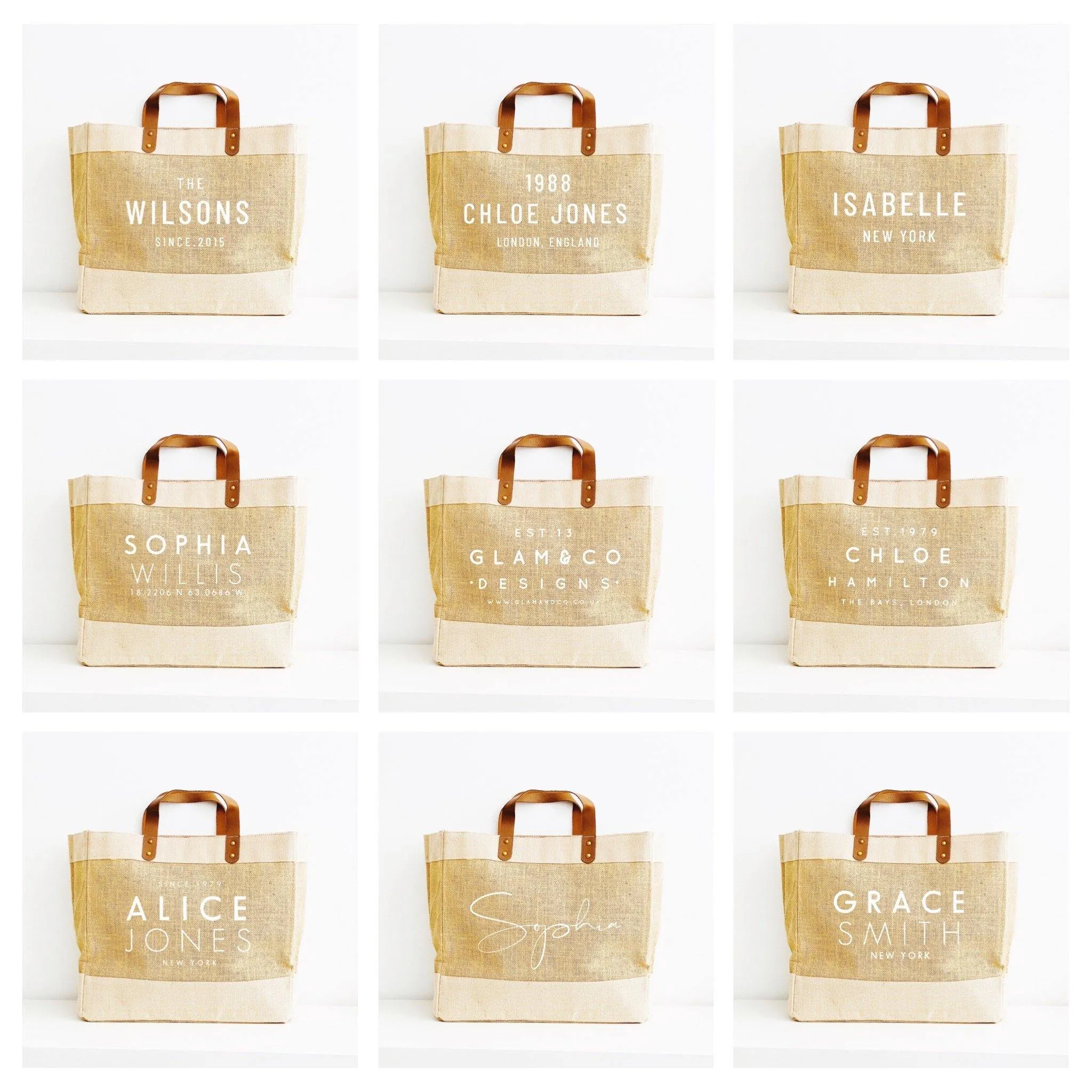 Personalised Jute Tote Bag - Custom Name