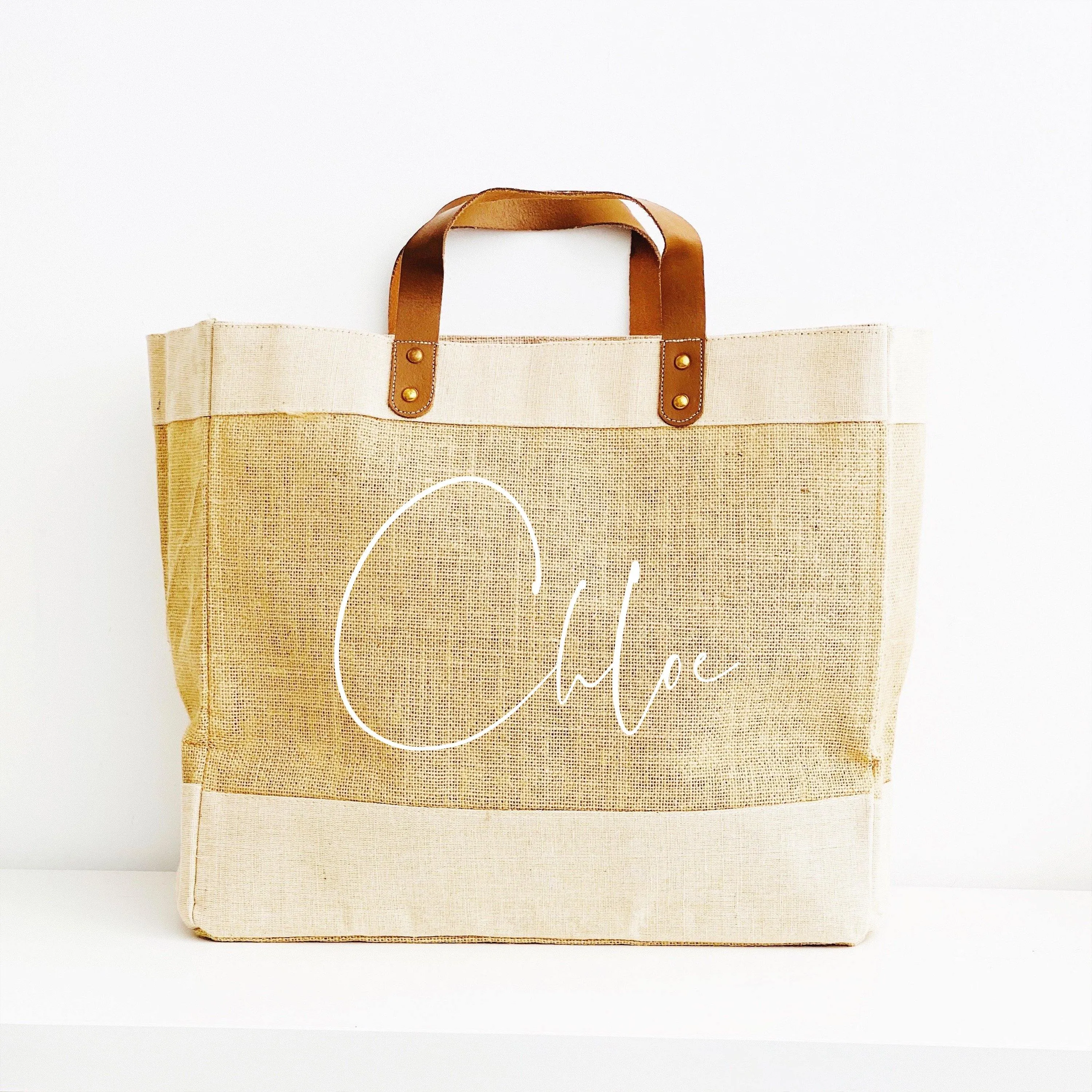 Personalised Jute Tote Bag - Custom Name