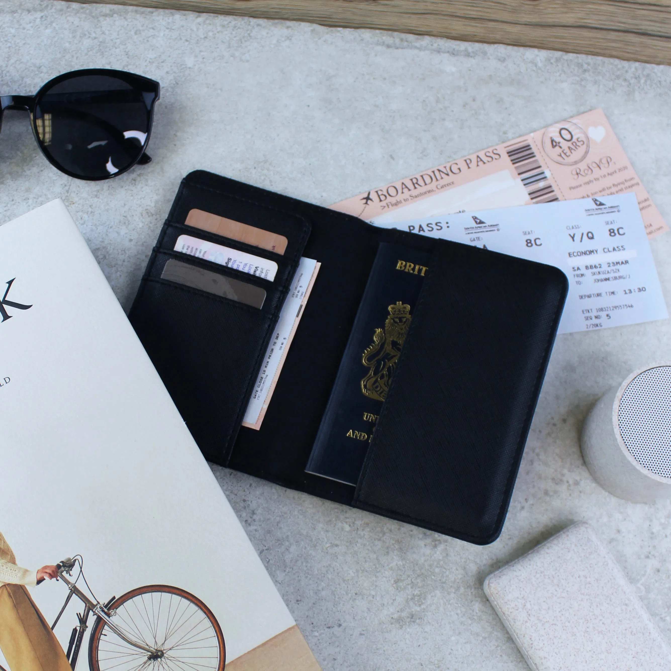 Personalised Passport Holder & Luggage Tag Travel Set with Initials