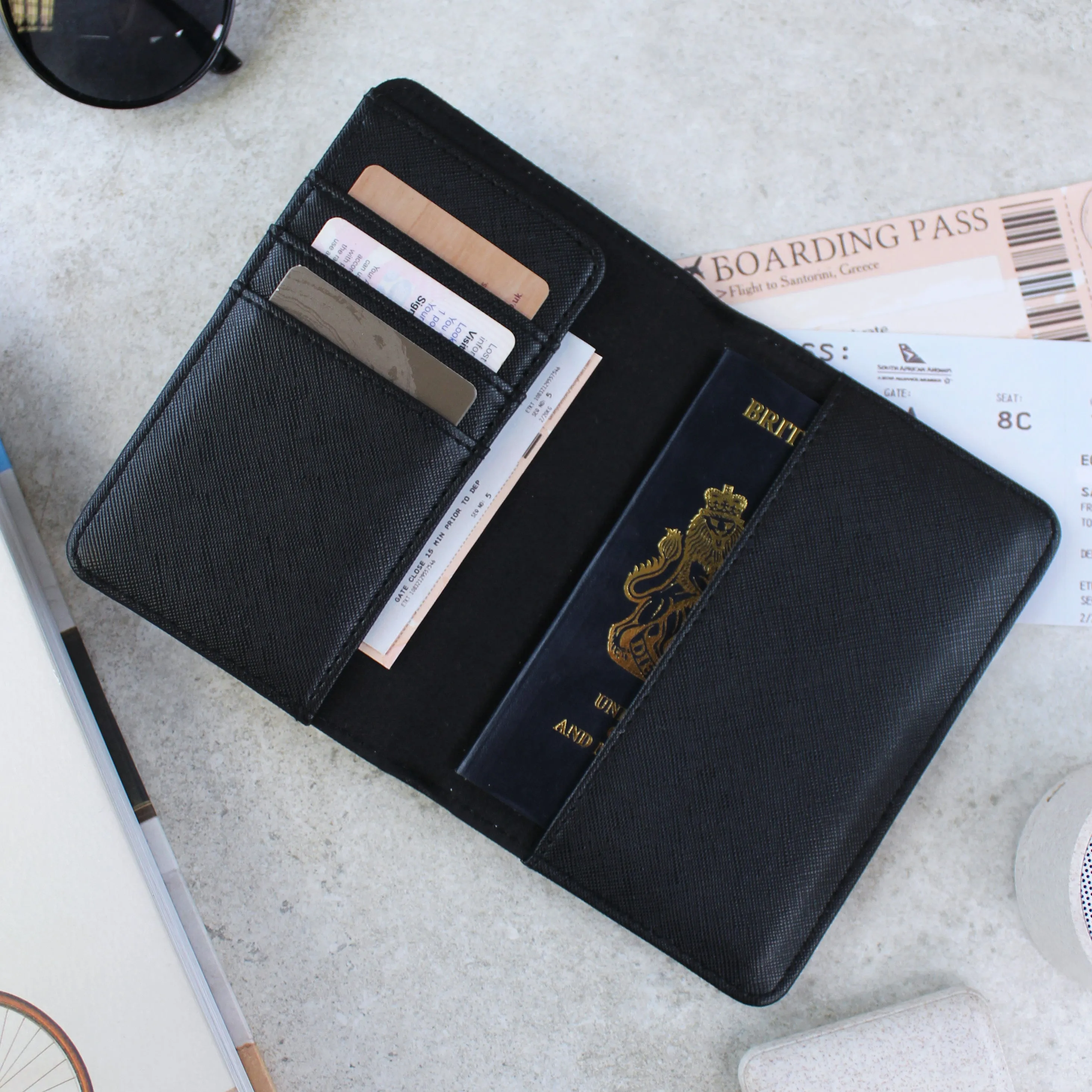 Personalised Passport Holder & Luggage Tag Travel Set with Initials