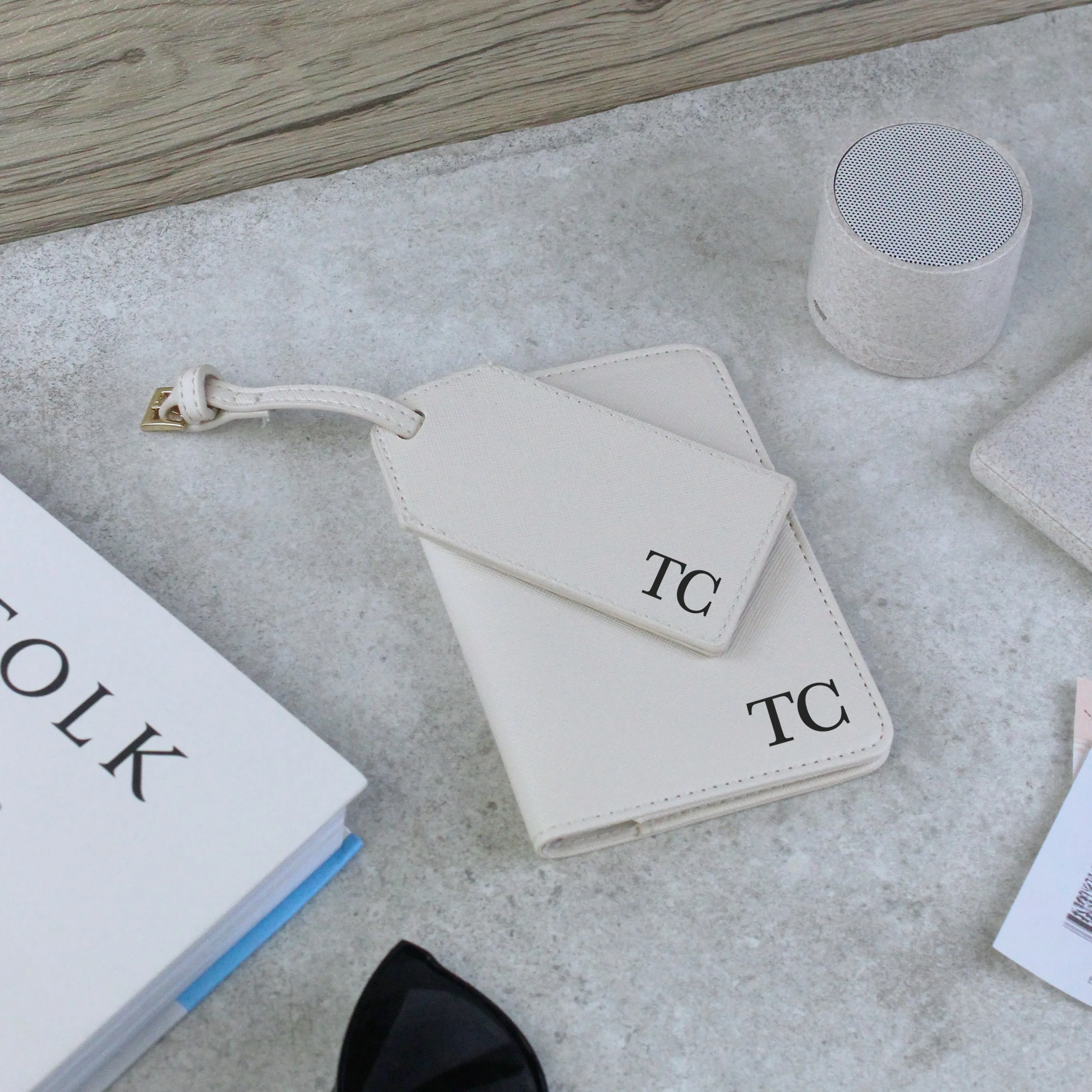 Personalised Passport Holder & Luggage Tag Travel Set with Initials