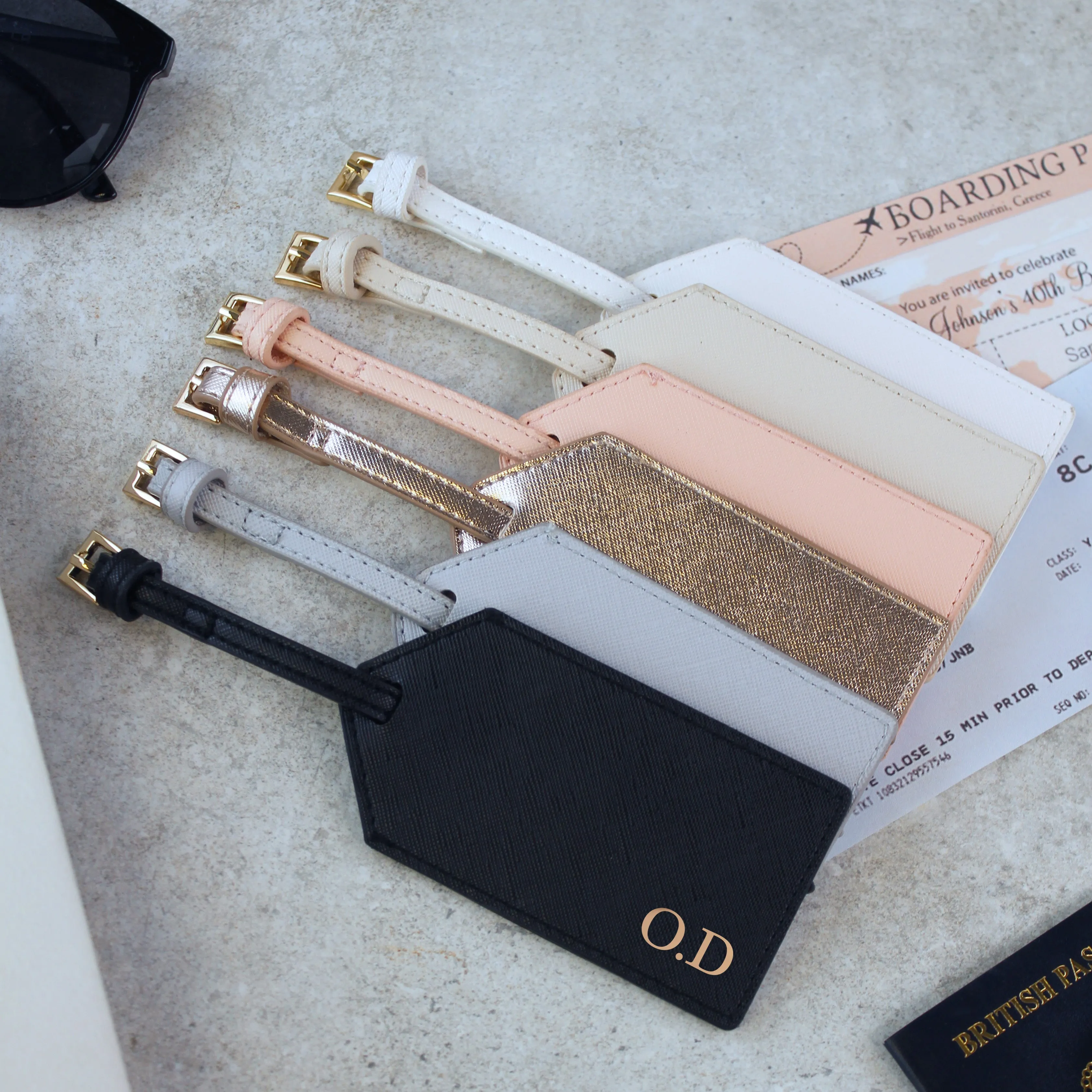 Personalised Passport Holder & Luggage Tag Travel Set with Initials