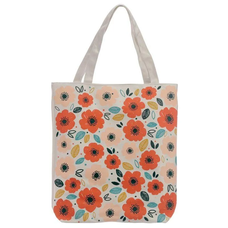 Poppy Fields Cotton Bag with Zip & Lining
