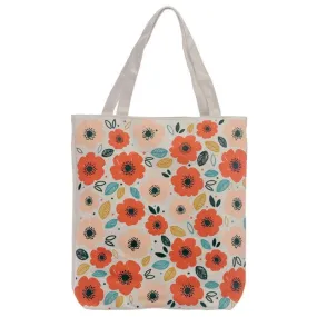 Poppy Fields Cotton Bag with Zip & Lining