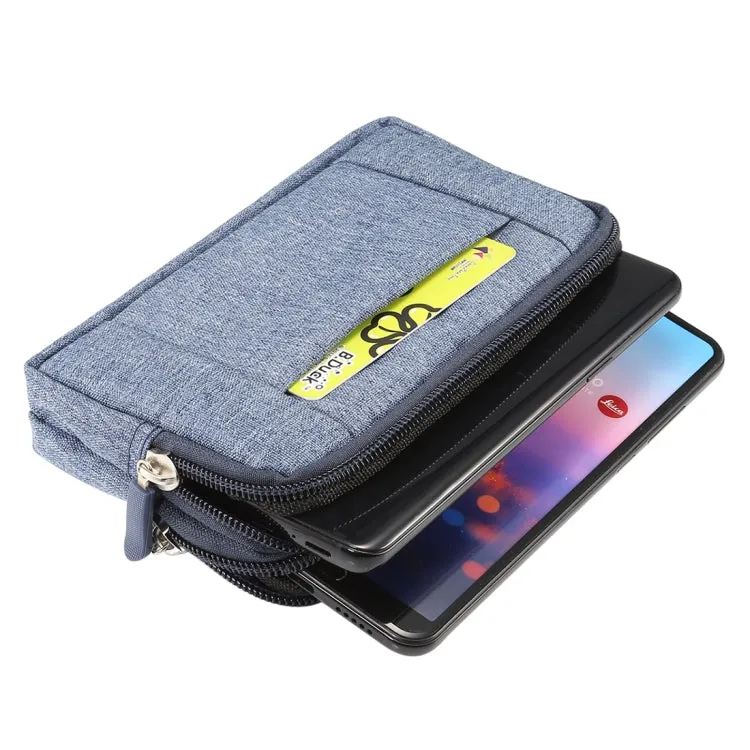 Sports Denim Universal Phone Bag Waist Bag for 5.2 inch or below Smartphones, Size: S (Blue)