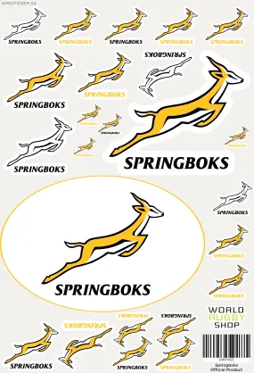 Springboks Sticker Sheet - Variety of 24 Stickers