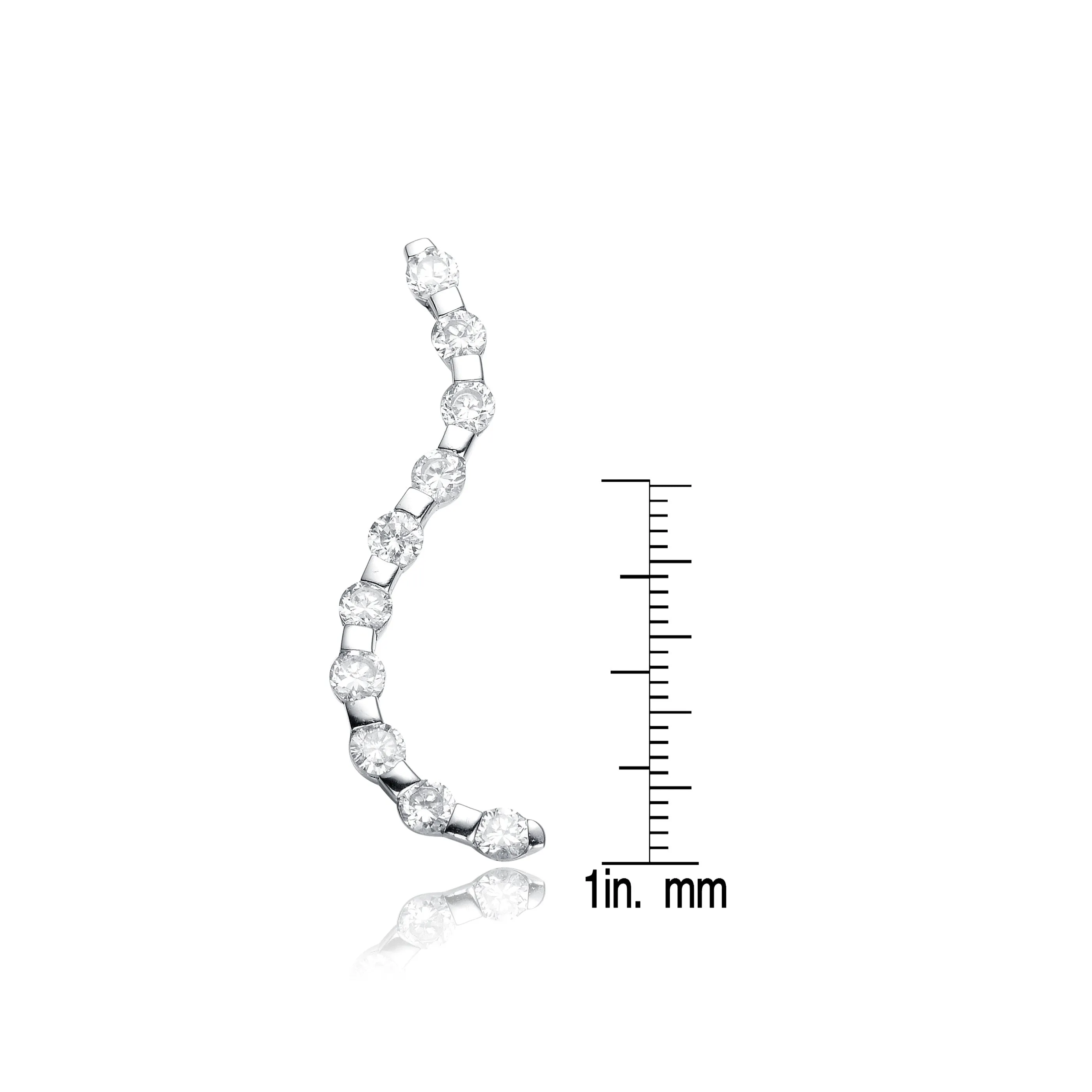 Sterling Silver Clear Cubic Zirconia Curve Earrings