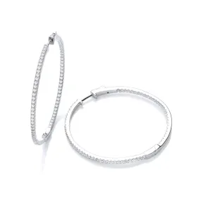 Sterling Silver Large Hinged Micro Pave CZ Hoop Earrings