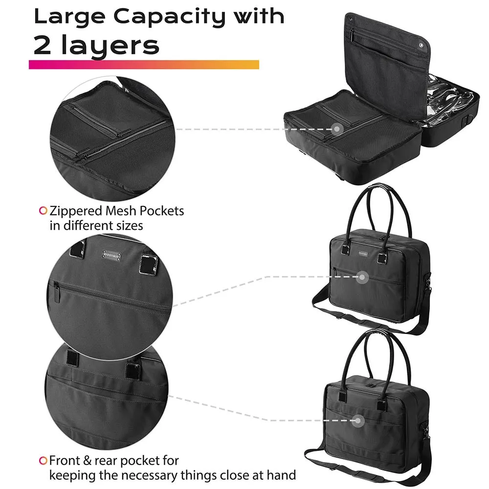 TheLAShop Soft Makeup Train Case Organizer 420D Nylon 15x7x11"