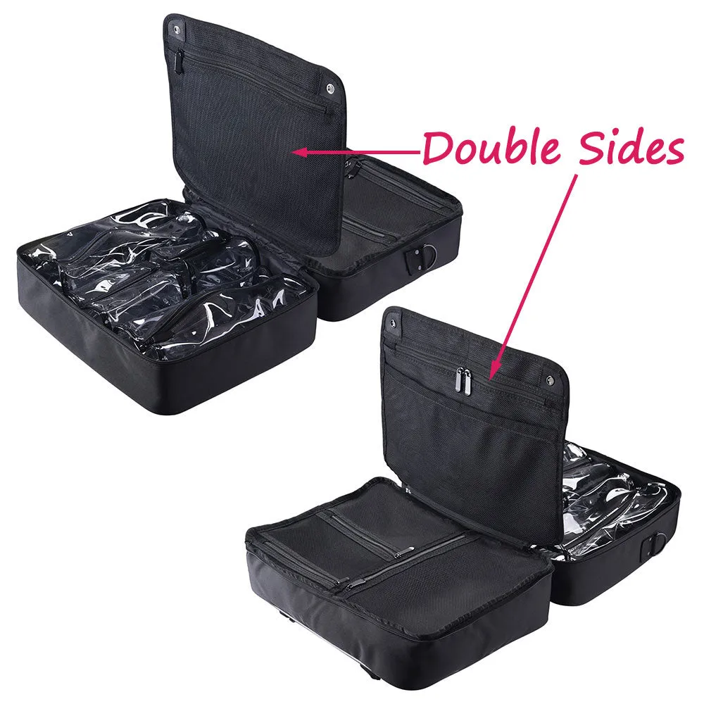 TheLAShop Soft Makeup Train Case Organizer 420D Nylon 15x7x11"