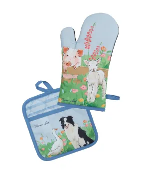 Thomas Cook Oven Mitt & Pot Holder Set- Light Blue