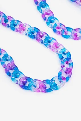 Two Tone Curb Chain Link Acrylic Bag Strap in Blue & Violet