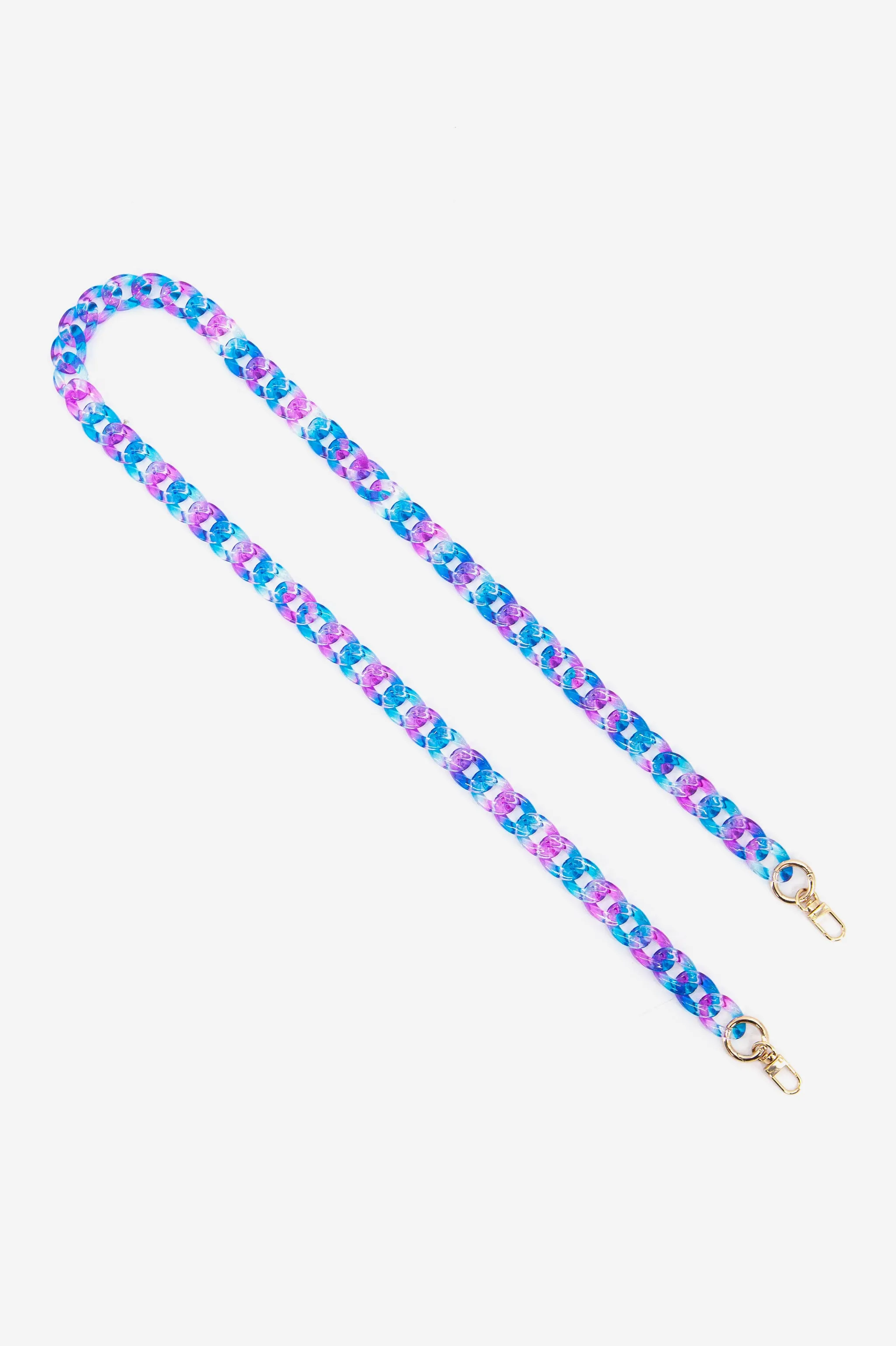 Two Tone Curb Chain Link Acrylic Bag Strap in Blue & Violet