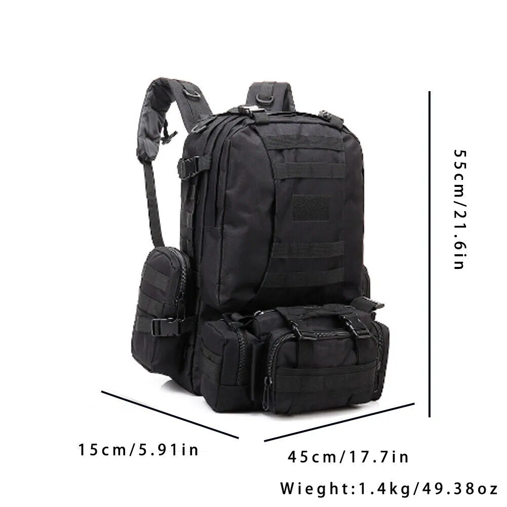 US 55L Upgrade Tactical Military Backpack Rucksack Camping Bag Travel Hiking