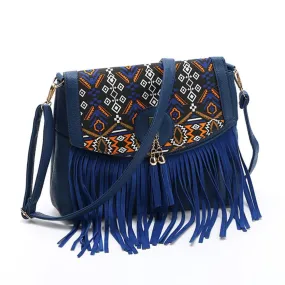 Women Leisure Tassel Vintage Splicing Romantic Shoulder crossbody bag Women Messenger Bag #4M