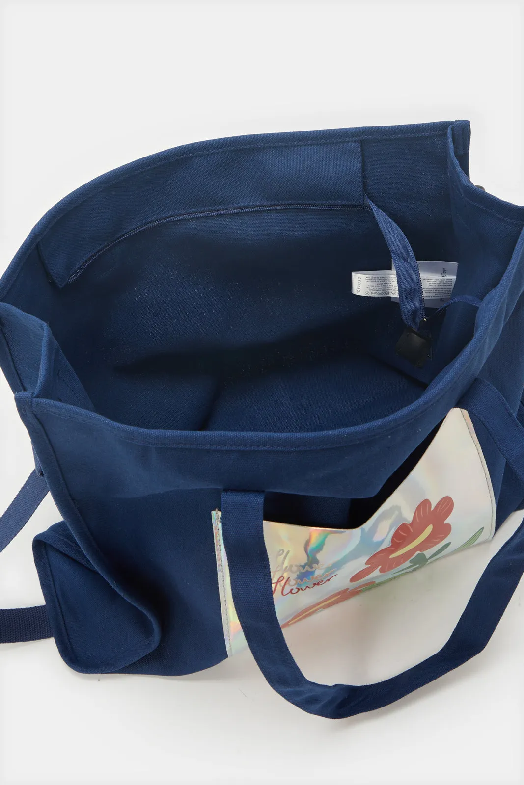 Women Navy Embellished Shopper Bag